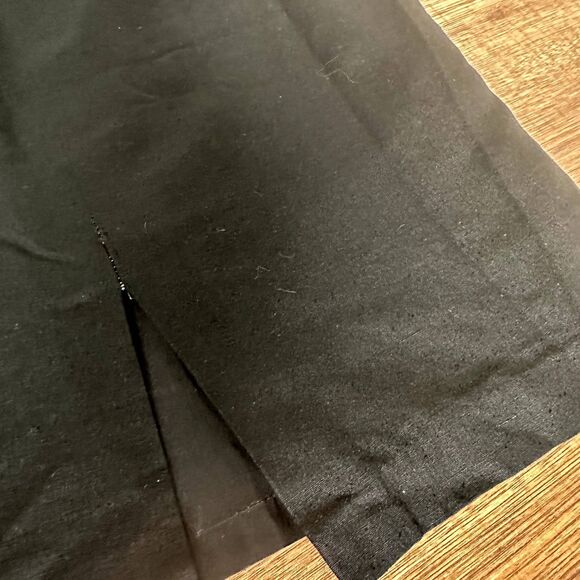 Vintage Oleg Cassini Silk Black Fitted Dress Classic 80s Stripe Sleeve Size 8 - Picture 8 of 9